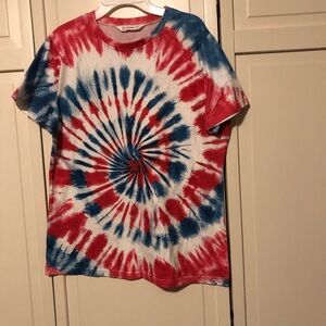 PatPat Red and Blue Tie-Dye Tee